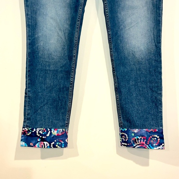 EVERLANE Curvy Cheeky Jeans Women’s 31 High Rise Denim Boho Fabric Cuffed Hem - Picture 4 of 10